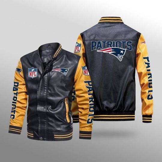 New england patriots leather bomber jacket 3 New england patriots leather bomber jacket2