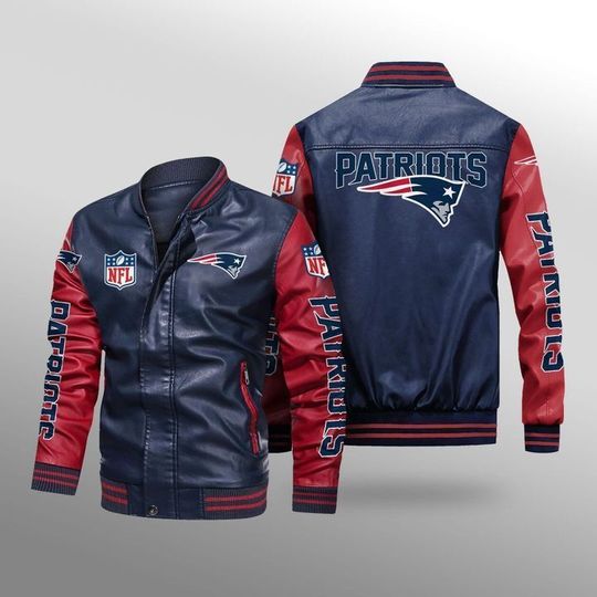 New england patriots leather bomber jacket 2 New england patriots leather bomber jacket3
