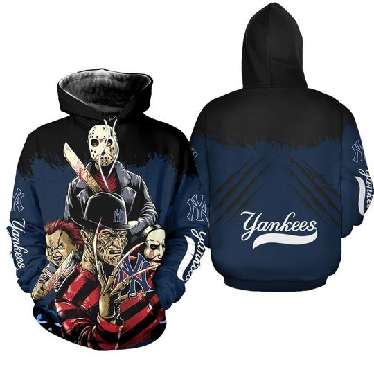 New york yankees a nightmare on elm street halloween 3d all over print hoodie 3 New york yankees a nightmare on elm street halloween 3d all over print hoodie1