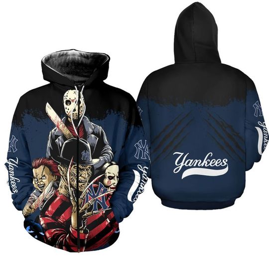 New york yankees a nightmare on elm street halloween 3d all over print hoodie 4 New york yankees a nightmare on elm street halloween 3d all over print hoodie2