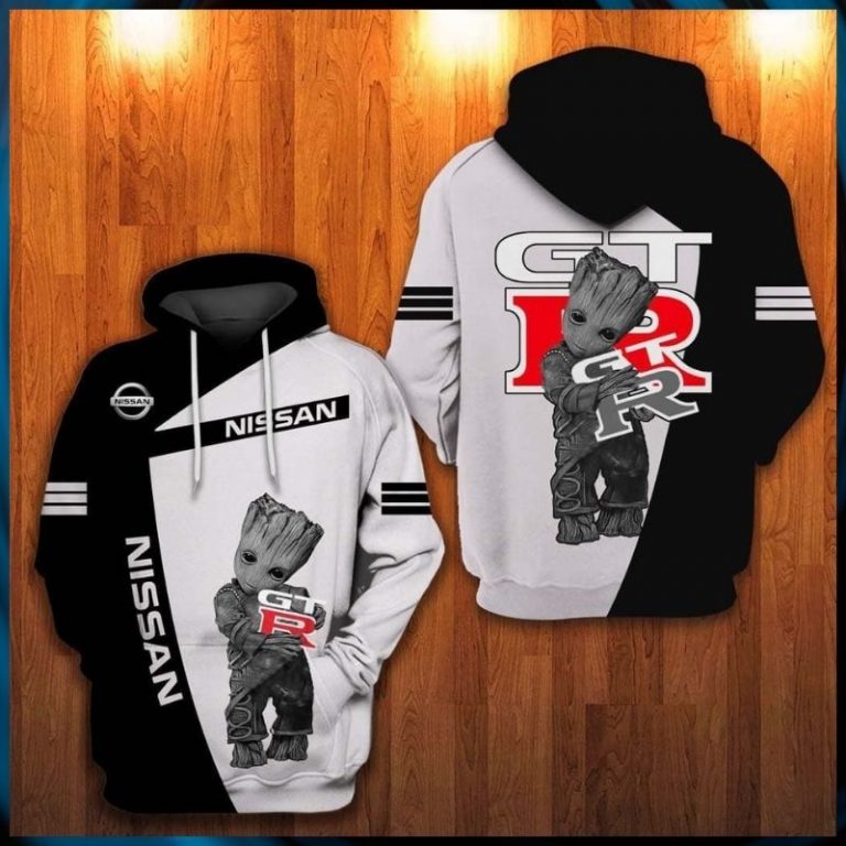 Nissan logo Groot 3d over printed hoodie 1 Nissan logo Groot 3d over printed hoodie 1
