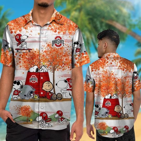 Ohio state buckeyes Snoopy autumn hawaiian shirtshort