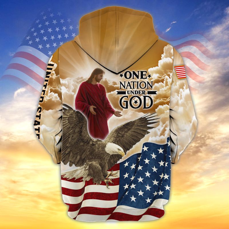 One nation under god eagle American flag 3d shirt hoodie 3 One nation under god eagle American flag 3d shirt hoodie 2