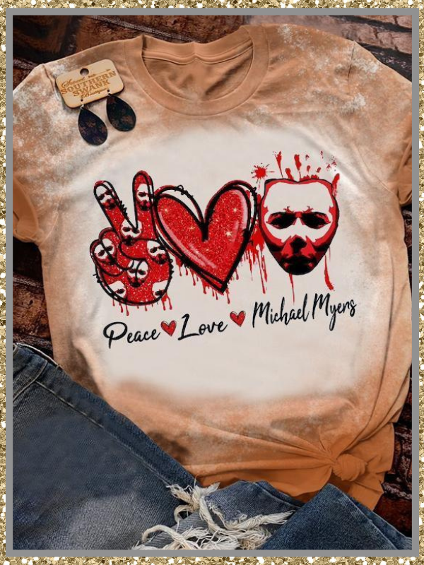Peach Love Michael Myers Halloween bleach T shirt 4 Peach Love Michael Myers Halloween bleach T shirt