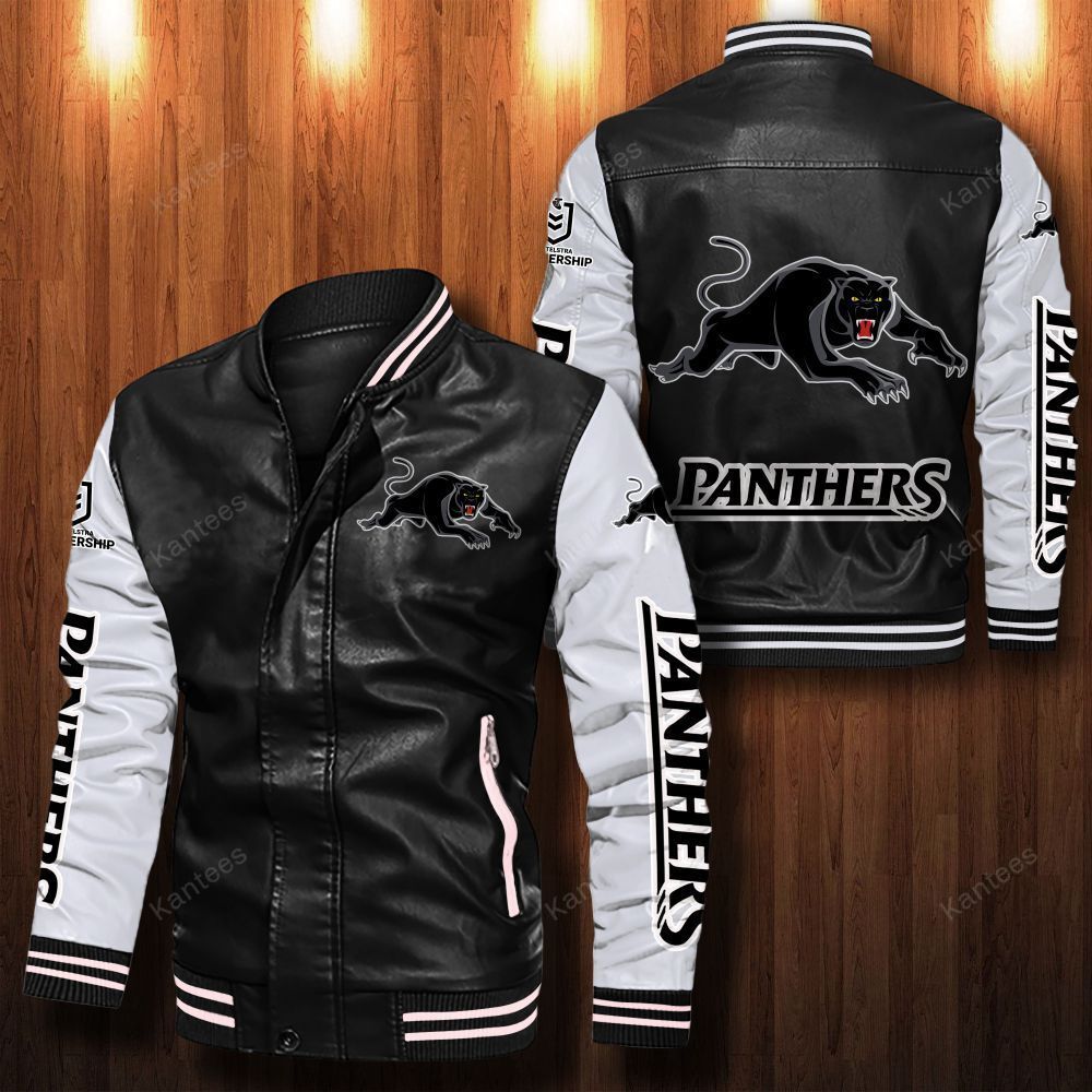 Penrith Panthers Leather Bomber Jacket1