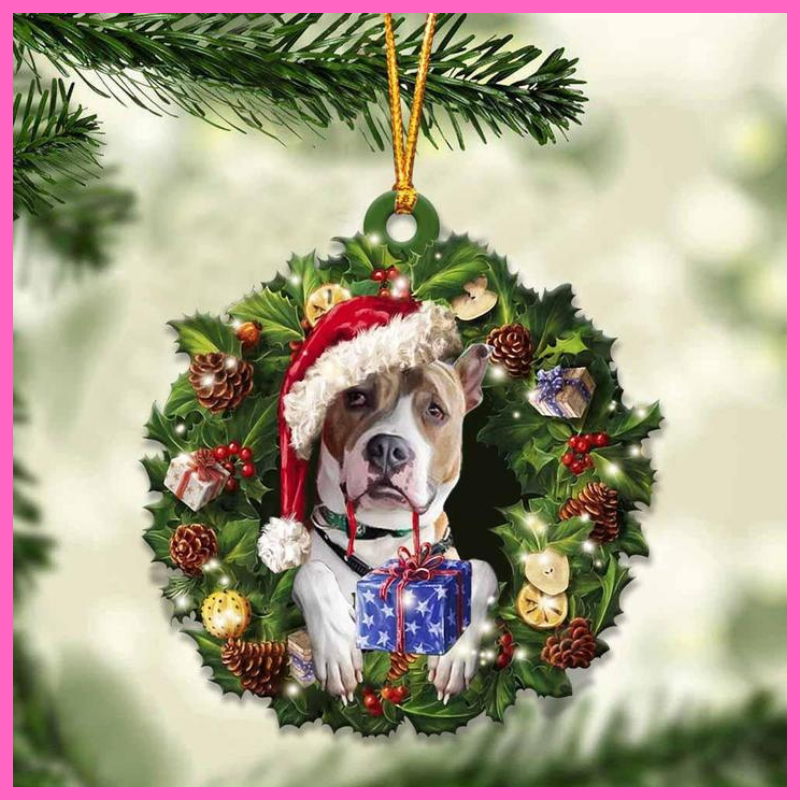 Pitbull and Christmas gift Ornament 4 Pitbull and Christmas gift Ornament 2