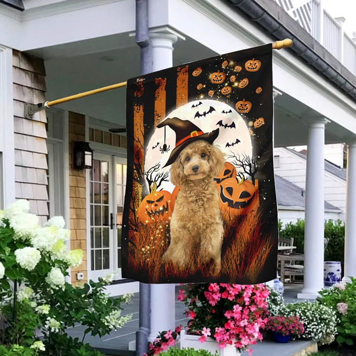 Poodle Halloween Pumpkin Flag 2 Poodle Halloween Pumpkin Flag