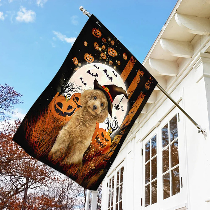 Poodle Halloween Pumpkin Flag 3 Poodle Halloween Pumpkin Flag1