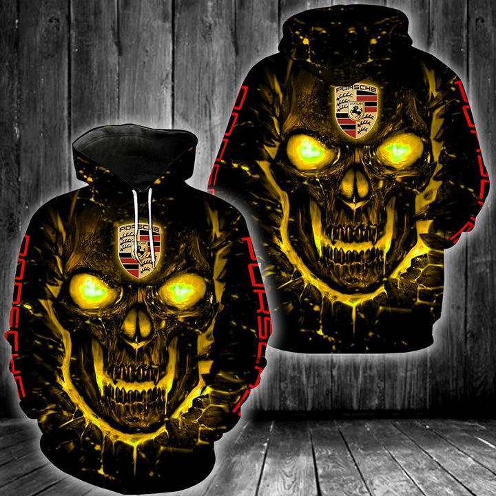 Porsche skull 3d all over print hoodie 1