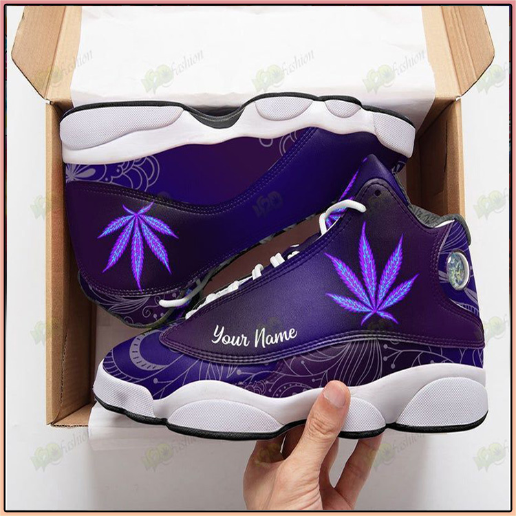Psychedelic Cannabis Leaf Personalized Custom Name Air Jodan 13 Sneakers1