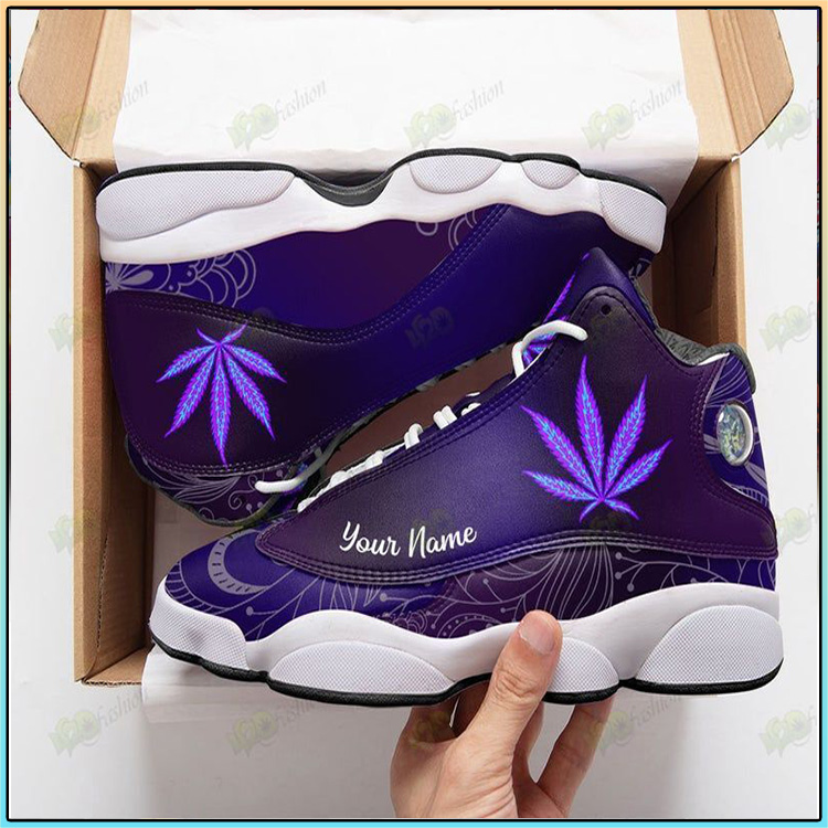 Psychedelic Cannabis Leaf Personalized Custom Name Air Jodan 13 Sneakers3