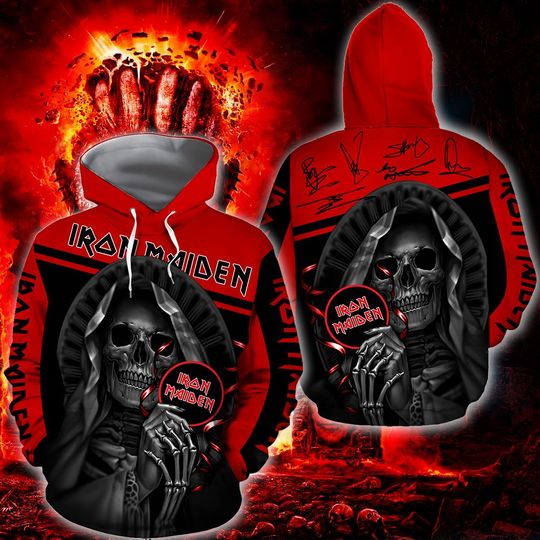 2-Iron maiden skull 3d all over print hoodie (1) 2 Iron maiden skull 3d all over print hoodie 1