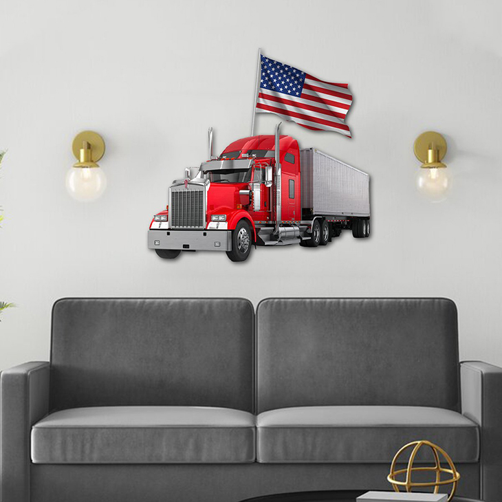 Red Truck Shaped Metal Sign