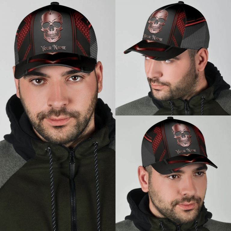 Red skull custom personalized name cap hat 2 Red skull custom personalized name cap hat 2