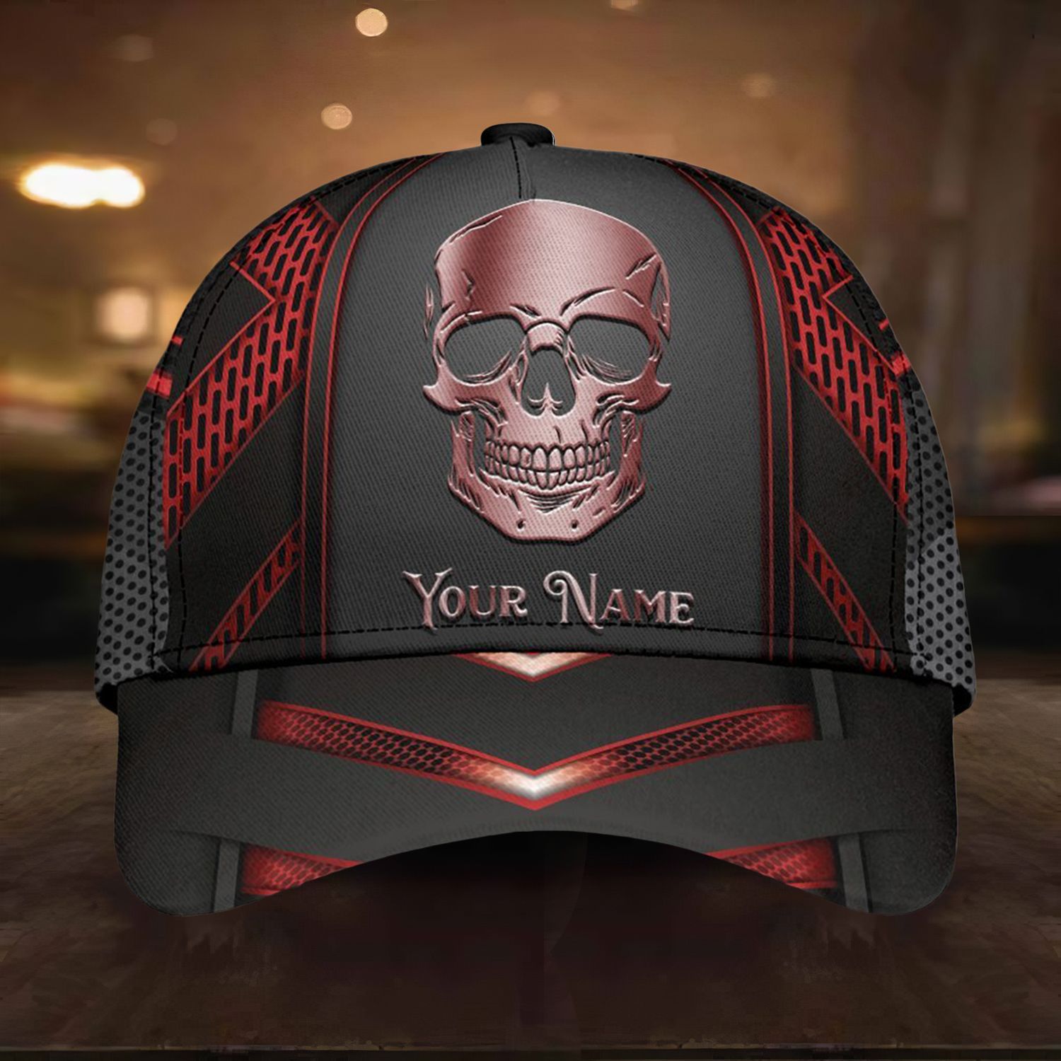 Red skull custom personalized name cap hat 4 Red skull custom personalized name cap hat