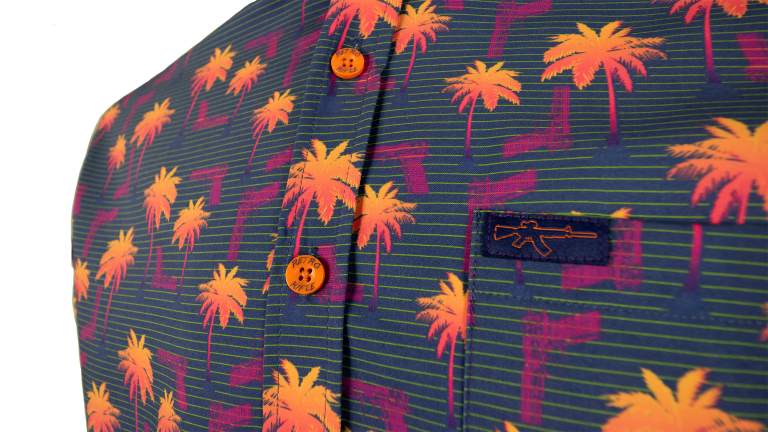 Rising Palm Orange Shotgun Hawaiian shirt 2
