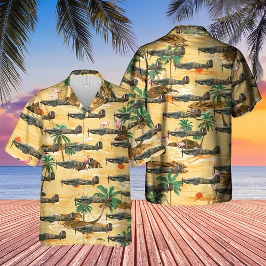 Royal air force hawker hurricane mk2c hawaiian shirt