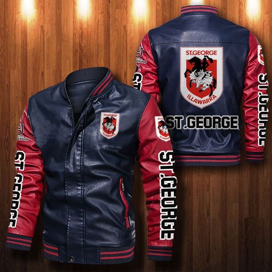 ST George Dragon Leather Leather Bomber Jacket1