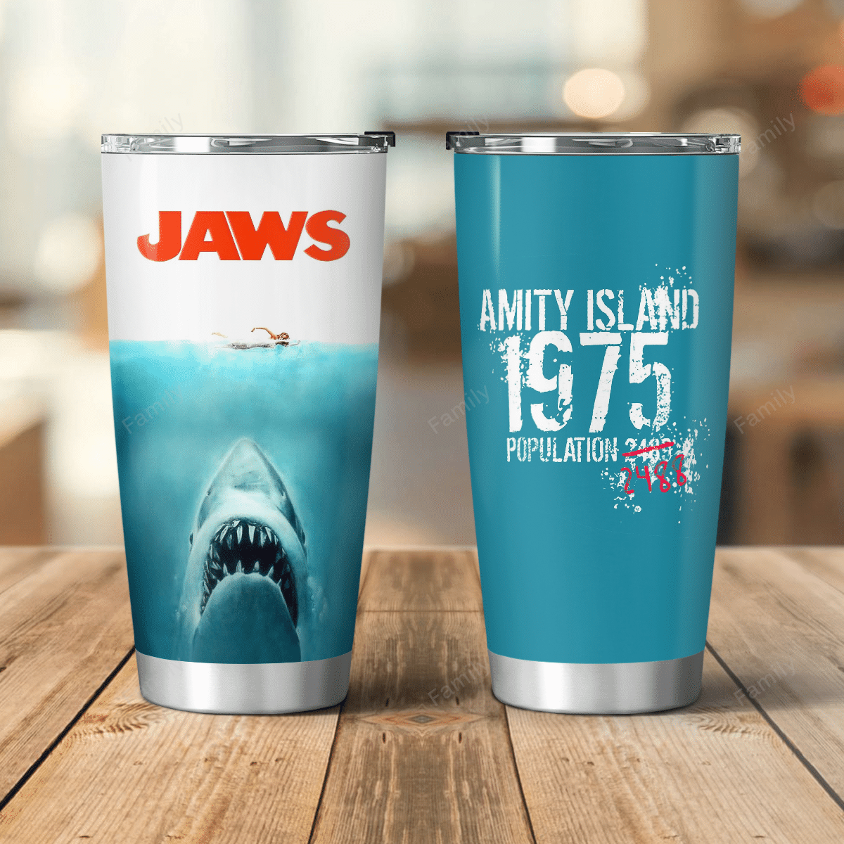Shark Jaws Amity Island 1975 tumbler 1
