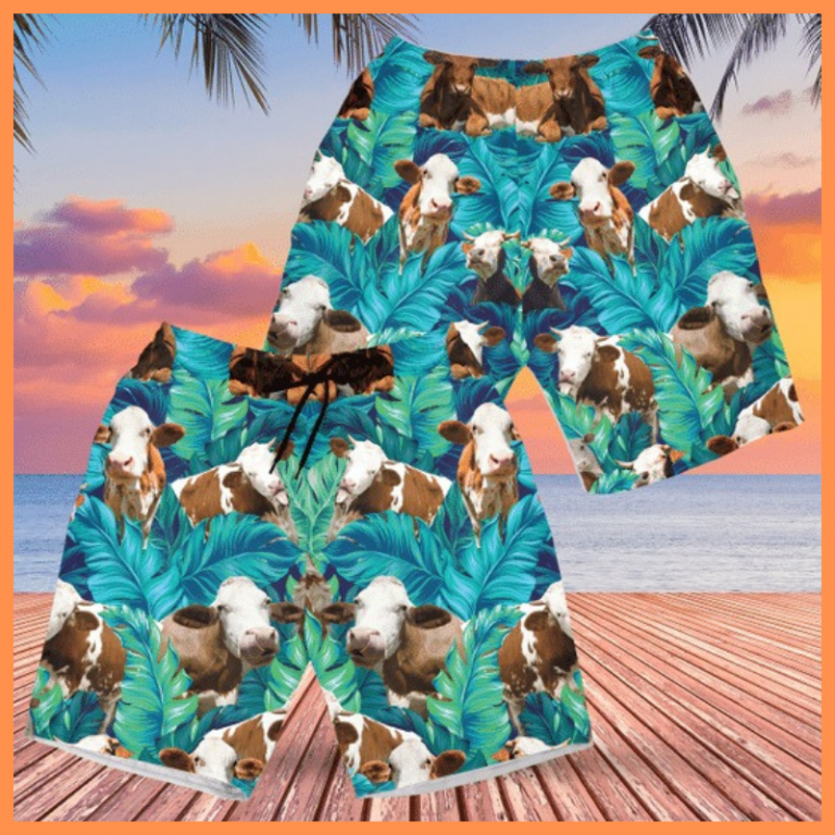 Simmental cattle blue tropical plant hawaiian short 2 Simmental cattle blue tropical plant hawaiian short 2