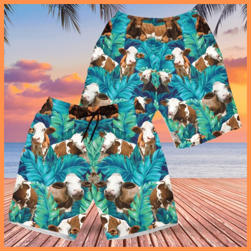 Simmental cattle blue tropical plant hawaiian short 3 Simmental cattle blue tropical plant hawaiian short 2