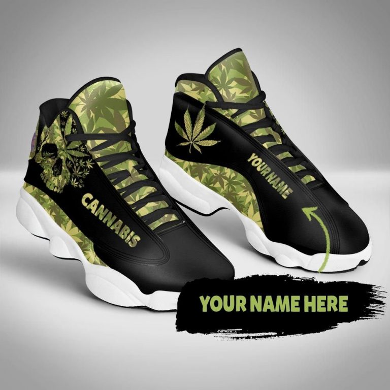 Skull Camo Cannabis Custom Name Air Jordan 13 Sneakers2