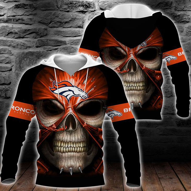 Skull DEnver Broncos Logo 3D Hoodie