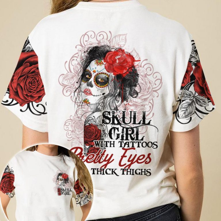 Skull girl with Tattoos pretty eyes and thick thighs 3d shirt hoodie (3) Skull girl with Tattoos pretty eyes and thick thighs 3d shirt hoodie 3