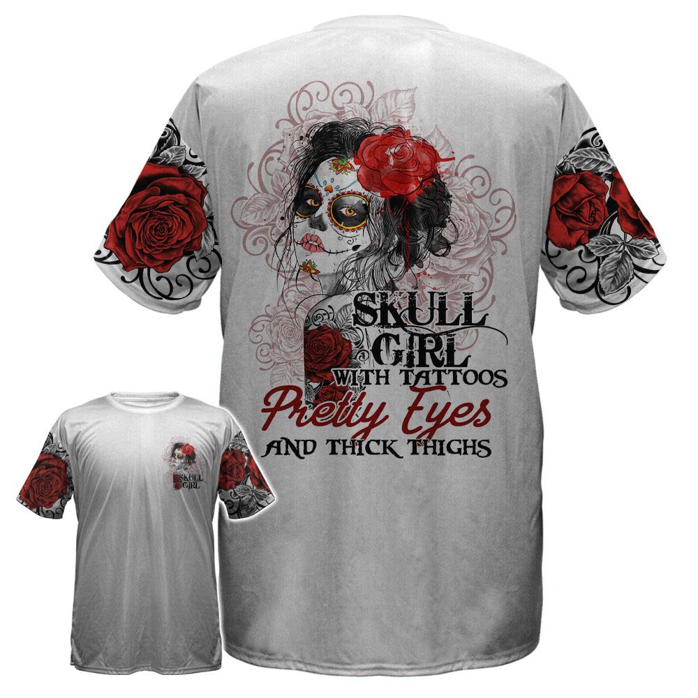 Skull girl with Tattoos pretty eyes and thick thighs 3d shirt hoodie 5 Skull girl with Tattoos pretty eyes and thick thighs 3d shirt hoodie 4