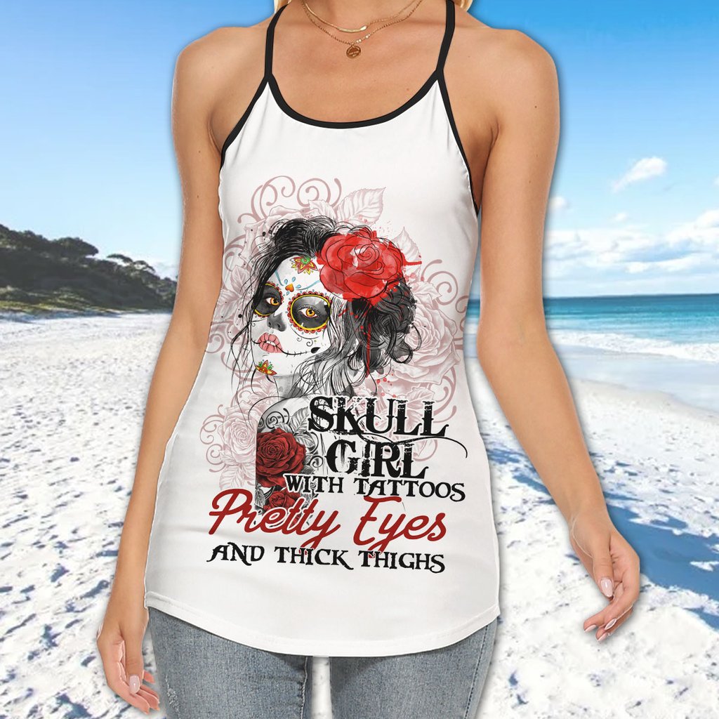 Skull girl with Tattoos pretty eyes and thick thighs 3d shirt hoodie 7 Skull girl with Tattoos pretty eyes and thick thighs 3d shirt hoodie 6