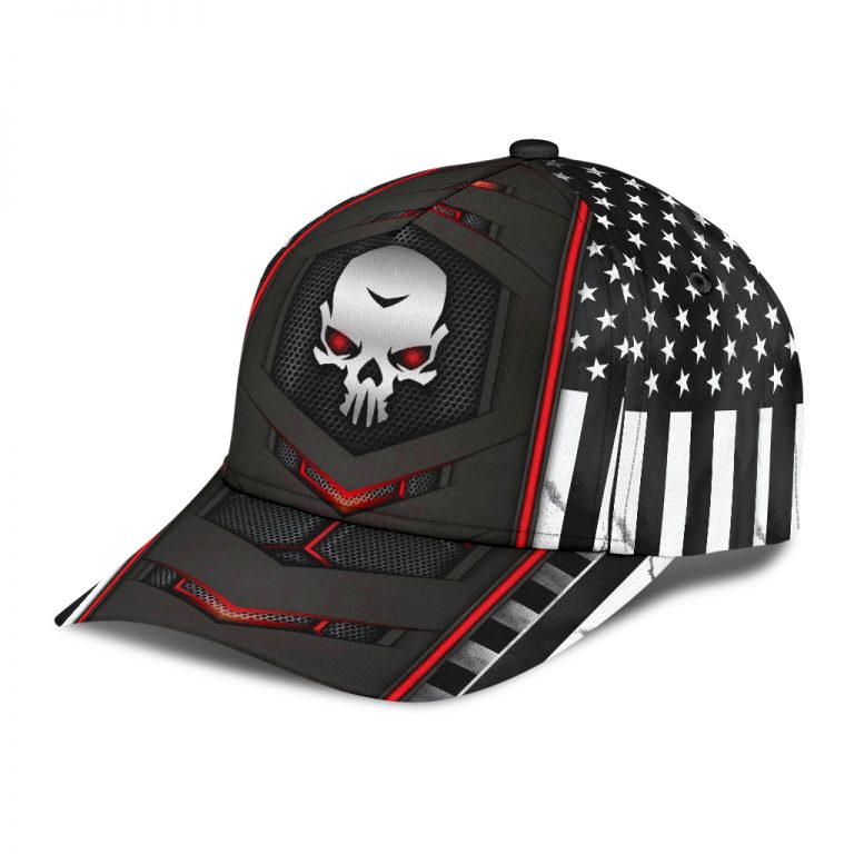Skull red flag carbon cap hat 1