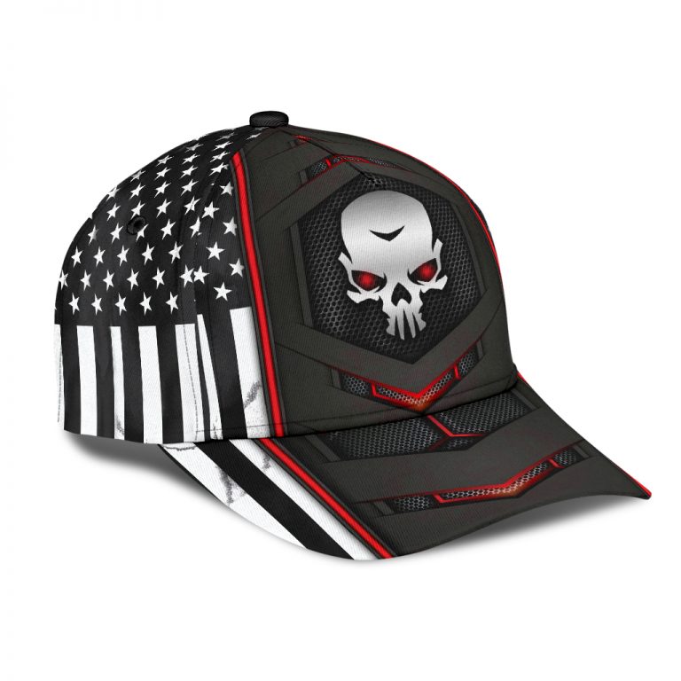 Skull red flag carbon cap hat 3