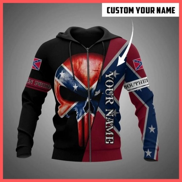 Skull southern confederate flag custom personalized 3d hoodie 3