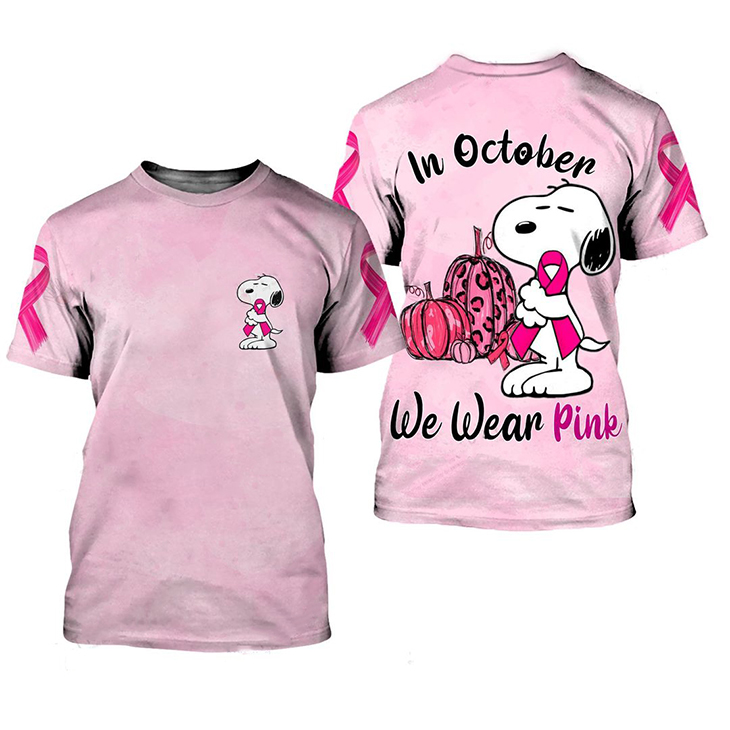 Snoopy In October We Wear Pink 3D Hoodie And Shirt 7 Snoopy In October We Wear Pink 3D Hoodie And Shirt7