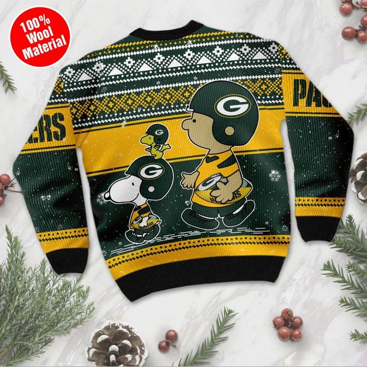 Snoopy and Charlie Brown Green Bay Packers Ugly Christmas Sweater 3