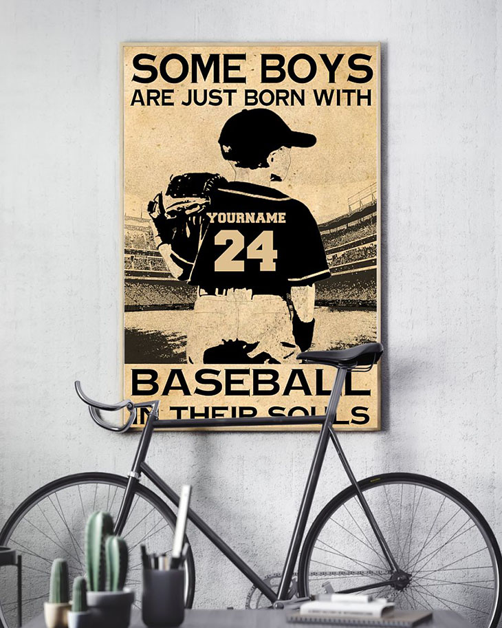 Some Boys Are Just Born With Baseball In Their Souls Custom Name And Number Poster Canvas3