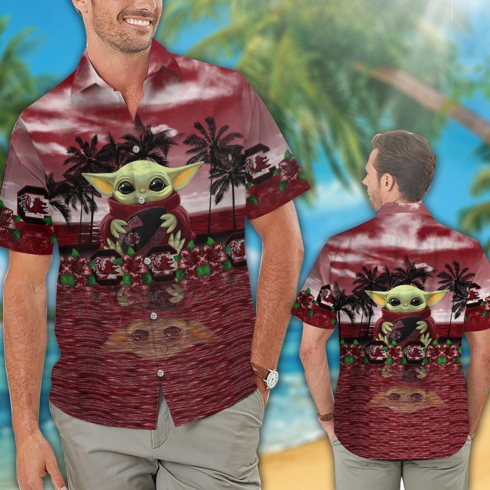 South Carolina Gamecocks Baby Yoda Hawaiian Shirt Short1