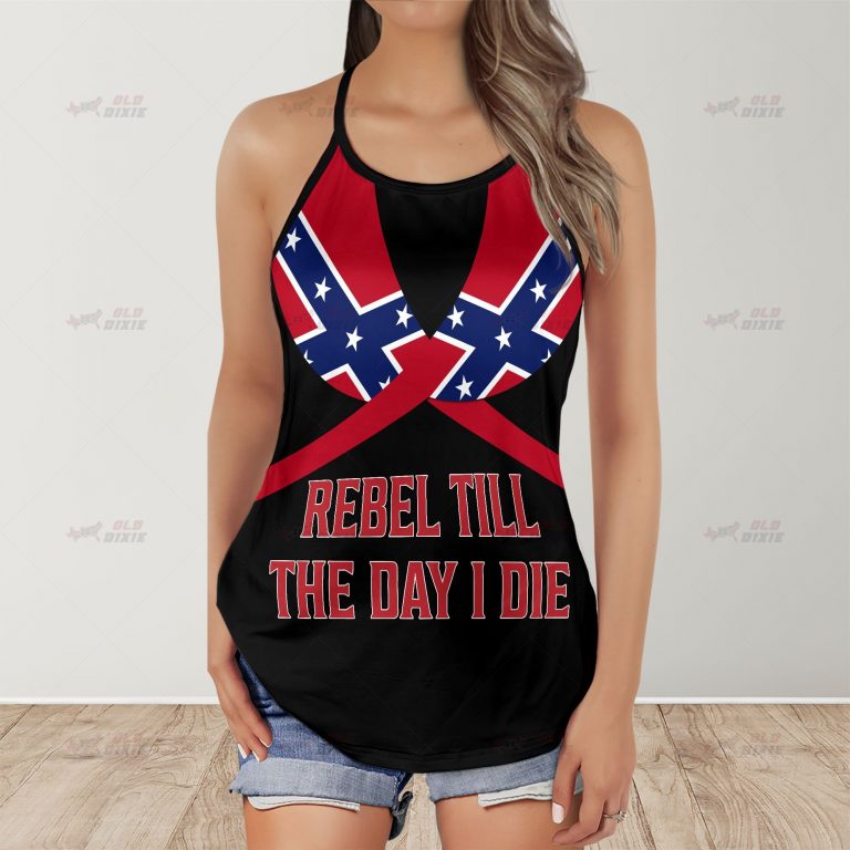 Southern rebel skull till the day I die criss cross tank top 3