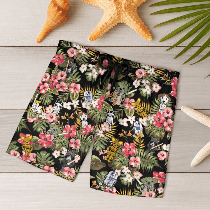 Star wars dog tropical plant hawaiian shirt and short 3 Star wars dog tropical plant hawaiian shirt and short 2