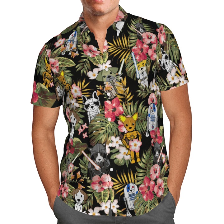 Star wars dog tropical plant hawaiian shirt and short 5 Star wars dog tropical plant hawaiian shirt and short 4