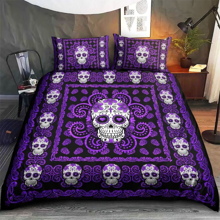Sugar Skull Purple Pattern Premium Bedding Set