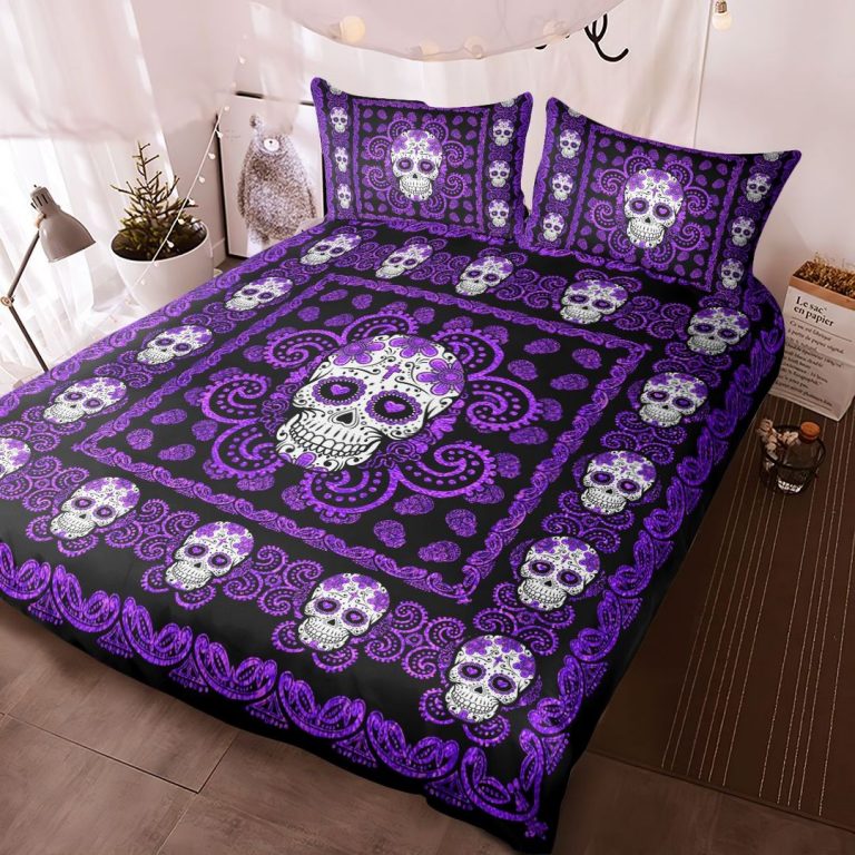 Sugar Skull Purple Pattern Premium Bedding Set2