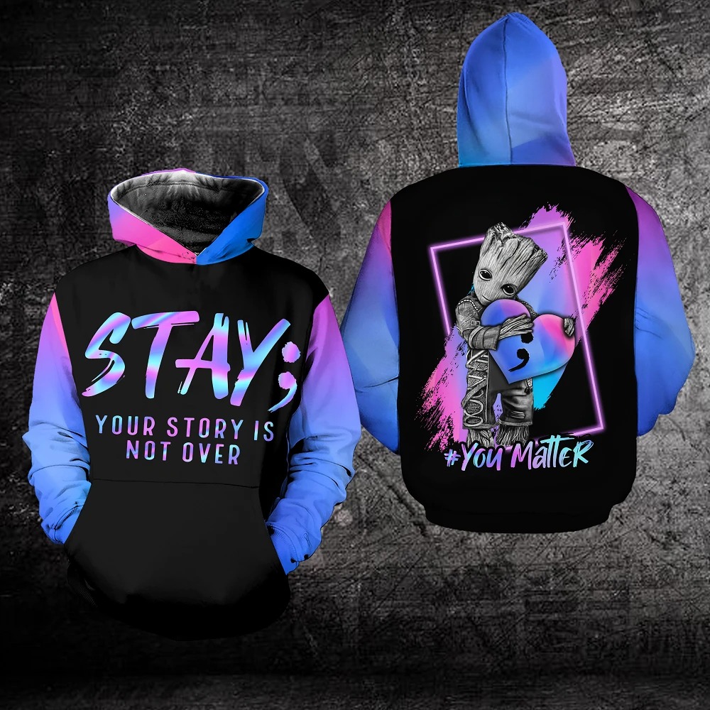 Suicide Prevention Awareness Baby groot you matter 3d shirt, hoodie 2 Suicide Prevention Awareness Baby groot you matter 3d shirt hoodie 1