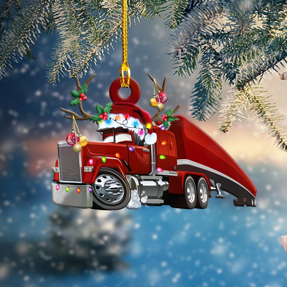 Trucker Christmas Light Shape Ornament 1