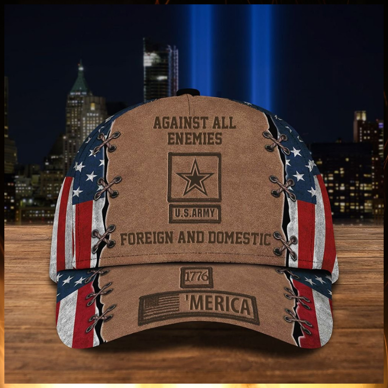 US Army Against All Enemies Foreign and Domestic 1776 Merica cap 2 US Army Against All Enemies Foreign and Domestic 1776 Merica cap 1