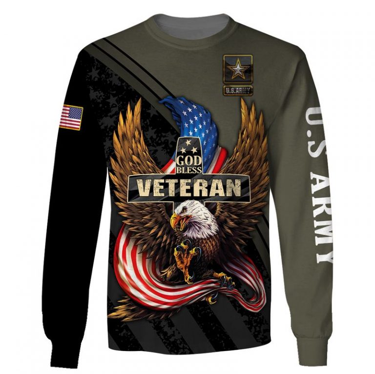 US Army Eagle God Bless Veteran 3d shirt hoodie 4