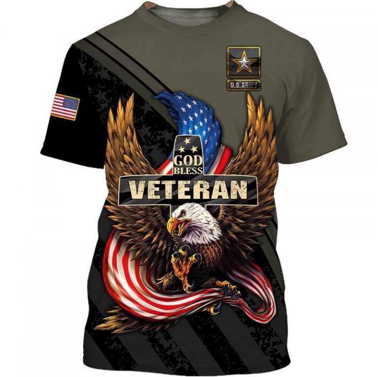 US Army Eagle God Bless Veteran 3d shirt hoodie 5