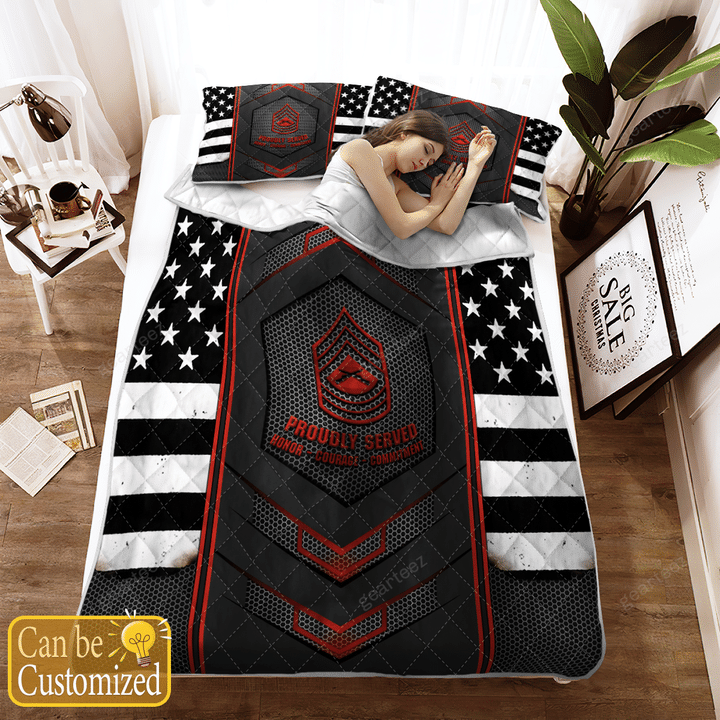 US Marines Veteran proudly served quilt bedding set 3 US Marines Veteran proudly served quilt bedding set 1
