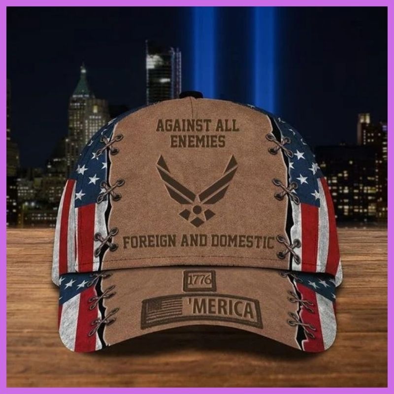 US air force against all enemies foreign and domestic 1776 cap hat 3 US air force against all enemies foreign and domestic 1776 cap hat 2