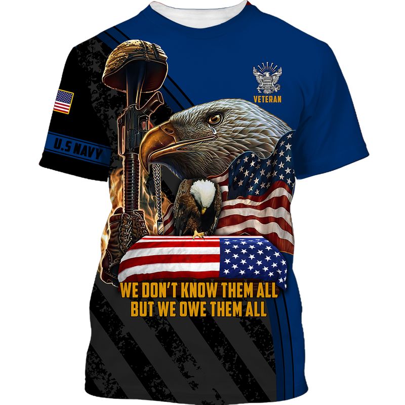 US navy veteran eagle We dont know them all but we owe them all 3d shirt hoodie 3